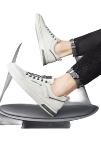 White leather casual sneakers.