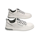 Two white leather sneakers.