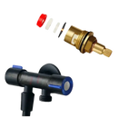 Faucet valve components and fixture.
