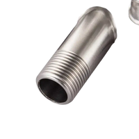 Metal pipe fitting with threaded end.