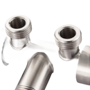 Metal pipe fitting with threaded ends.