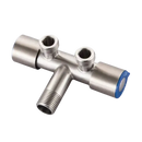 Metal plumbing valve with threaded connections.