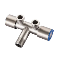 Metal plumbing valve with threaded connections.