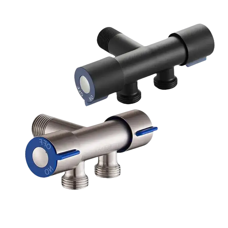 304 Steel Dual Outlet Bathroom Angle Valve