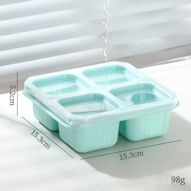 4-Compartment Snack Keeper with Clear Lids - 670ml / Green