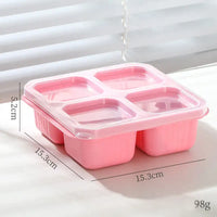 4-Compartment Snack Keeper with Clear Lids - 670ml / Pink