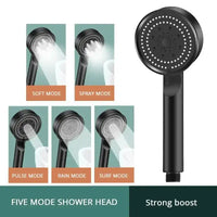 5 Mode Pressure Boost Shower Head Multifunction Adjustable Large Water Yield Shower Nozzle Massage Shower Bathroom