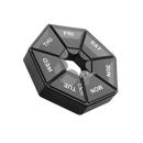 Black pill organizer with days of the week.