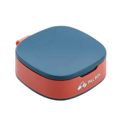 Blue and orange pill box.