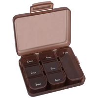 Brown plastic pill organizer.