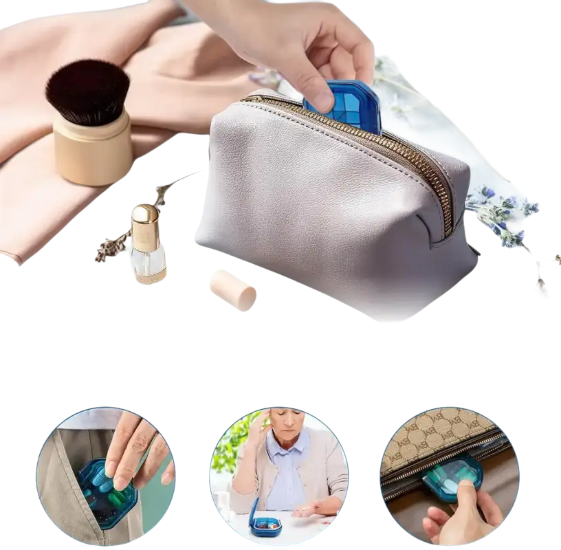 Compact pill organizer.