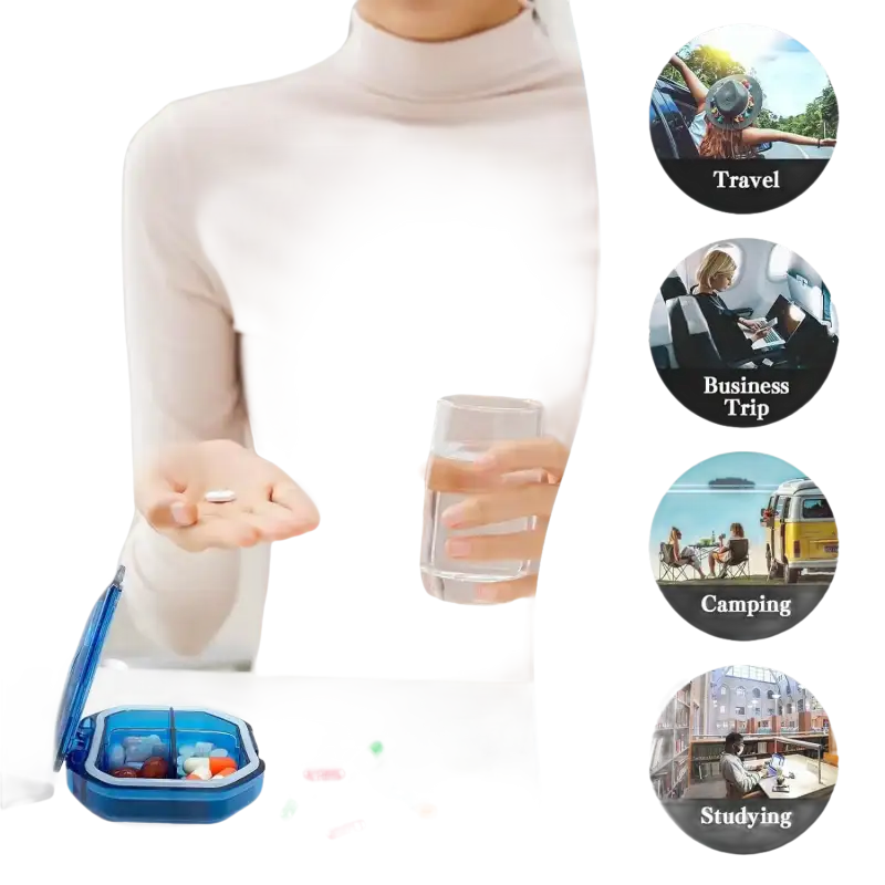 Portable pill organizer.