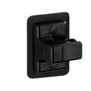 Black plastic shower head holder.