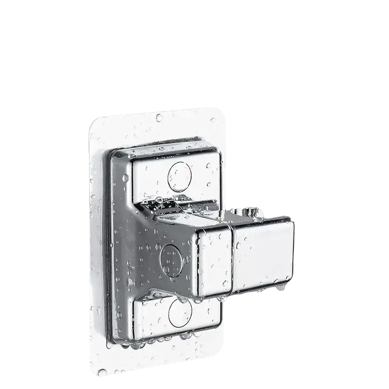 Chrome shower head holder.