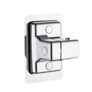 Chrome-plated towel hook with adhesive backing.