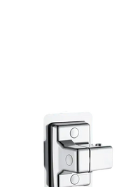 Silver and black shower bracket with dimensions.