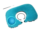 Inflatable blue neck pillow from Airpillo with trendy chill vibes and size info