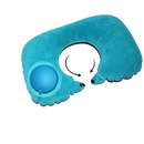 Inflatable blue neck pillow from Airpillo with trendy chill vibes and size info