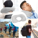Inflatable gray neck pillow from Airpillo with trendy chill vibes for comfy travel