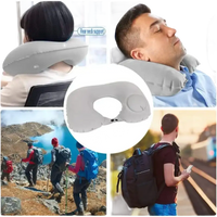 Inflatable gray neck pillow from Airpillo for chill vibes and comfy travel wear