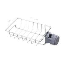 Stainless steel sink caddy with adjustable clamp.