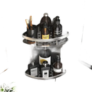 Two-tiered corner shower caddy.