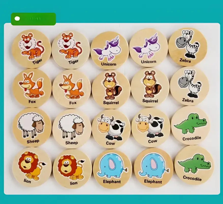 Wooden animal matching game.