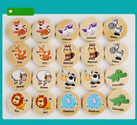 Wooden animal matching game.