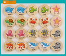 Wooden sea animal matching game.