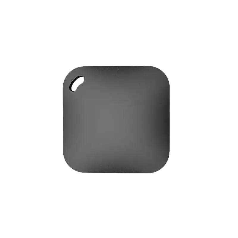 Square gray tracker with hole.