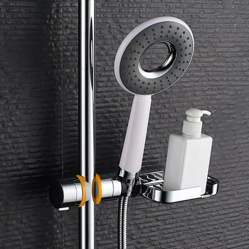 Chic Chrome Shower Head Bliss with Built In Shelf