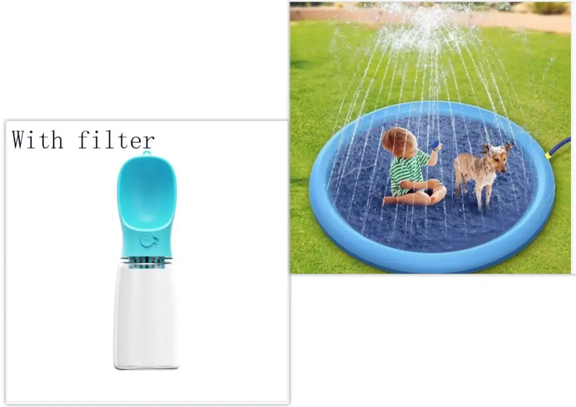 AquaPaws Splash Pad - Blue PAD150cm and Bottle 550ml