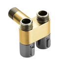 Brass and gray water valve.