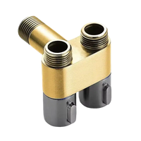 Brass and gray water valve.