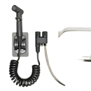 Bidet sprayer with coiled hose.