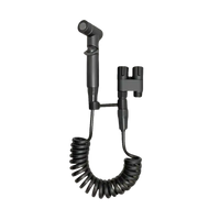 Gun grey bidet sprayer with coiled hose.