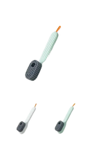 Shoe cleaning brush with dimensions and color options.