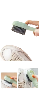 Shoe cleaning brush with liquid dispenser.