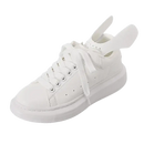 White leather sneaker with bunny ears.