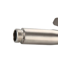 Silver-colored shower hose connector.