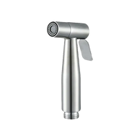 Silver bidet sprayer with dimensions.
