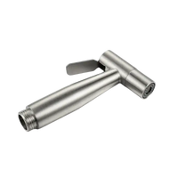Brushed metal bidet sprayer.