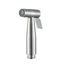Silver handheld bidet sprayer.