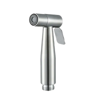 Silver handheld bidet sprayer.