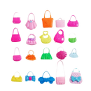 Colorful plastic doll purses.