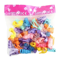 Bag of colorful doll shoes.