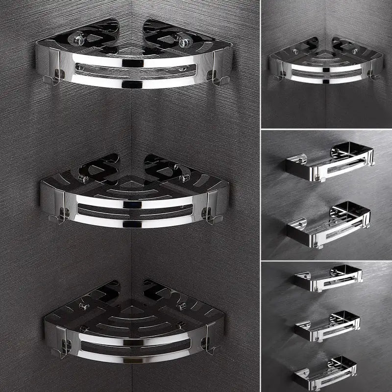 Bathroom Bliss Stainless Steel Shelves Plus Square Basket