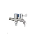 Dual-outlet metal faucet.