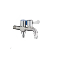 Dual-outlet metal faucet.