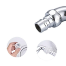 Chrome-plated elbow fitting with barbed end.